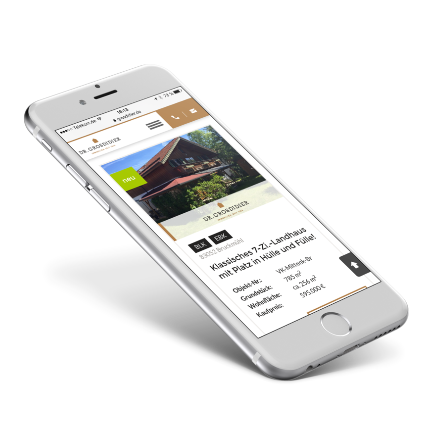 iPhone-Ansicht der Webseite